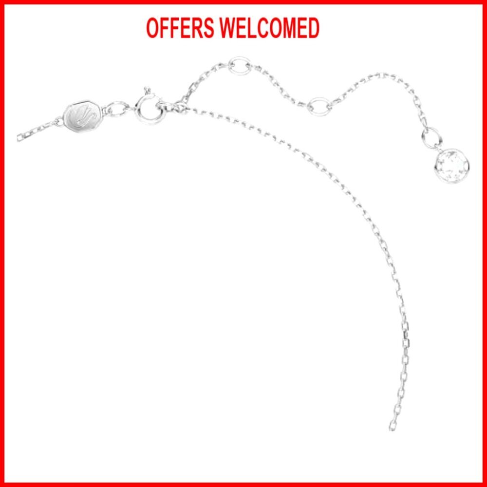 Square-Cut Stone Crystal Pendant Necklace Rhodium Finish - Picture 3 of 7